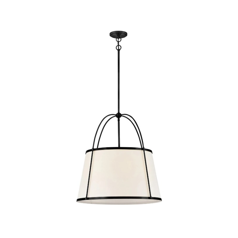 Hinkley 4895 Clarke 4-lt 25" LED Chandelier, Linen Shade - Black