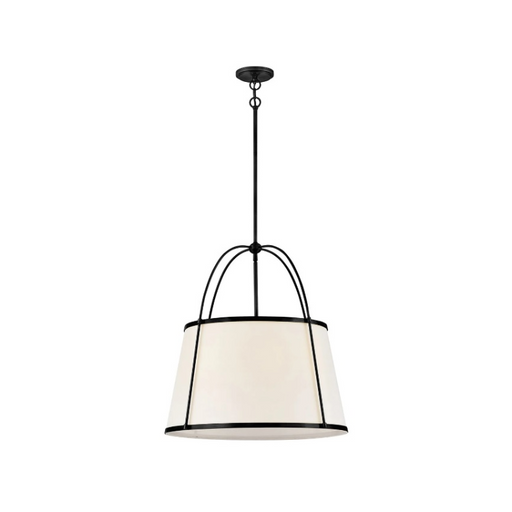 Hinkley 4895 Clarke 4-lt 25" LED Chandelier, Linen Shade - Black