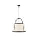 Hinkley 4895 Clarke 4-lt 25" LED Chandelier, Linen Shade - Black