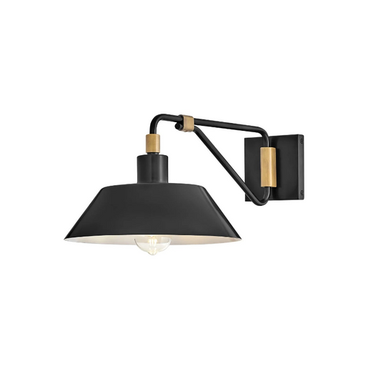 Hinkley 28824 Brewster 1-lt 12" LED Outdoor Wall Mount Barn Light - Black Oxide with Heritage Brass accents