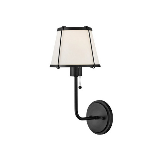 Hinkley 4890 Clarke 1-lt 16" Tall LED Wall Sconce, Linen Shade - Black