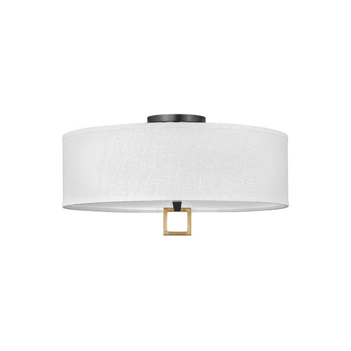 Hinkley 41810 Link Off White 4-lt 24" LED Semi-Flush Mount - Black/Heritage Brass
