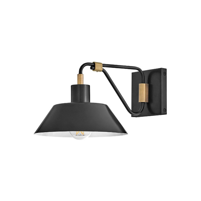 Hinkley 28820 Brewster 1-lt 10" LED Outdoor Wall Mount Barn Light - Black Oxide with Heritage Brass accents