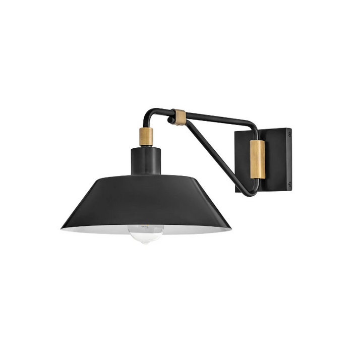 Hinkley 28824 Brewster 1-lt 12" LED Outdoor Wall Mount Barn Light - Black Oxide with Heritage Brass accents