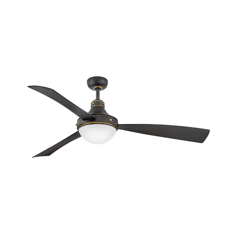 Hinkley 905962F Oliver 62" Ootdoor Ceiling Fan with LED Light Kit - Matte Black with Heritage Brass accents