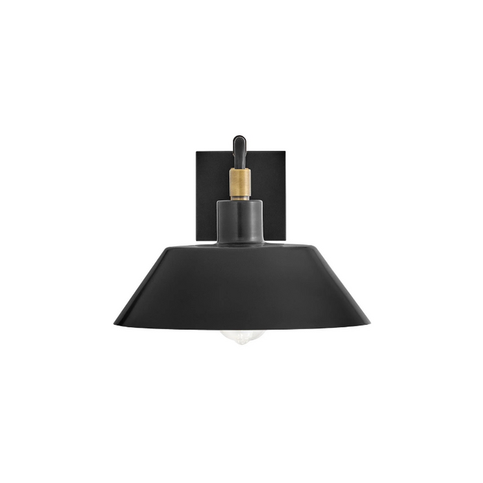 Hinkley 28824 Brewster 1-lt 12" LED Outdoor Wall Mount Barn Light - Black Oxide with Heritage Brass accents