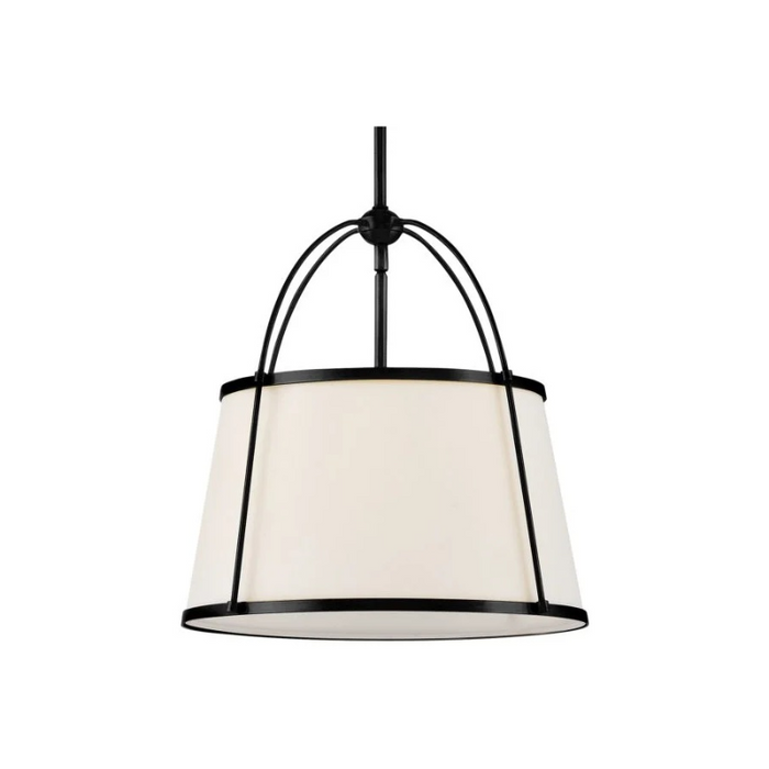 Hinkley 4894 Clarke 1-lt 16" LED Pendant, Linen Shade -  Black