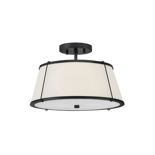 Hinkley 4893 Clarke 2-lt 15" LED Semi-Flush Mount, Linen Shade - Black