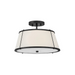 Hinkley 4893 Clarke 2-lt 15" LED Semi-Flush Mount, Linen Shade - Black