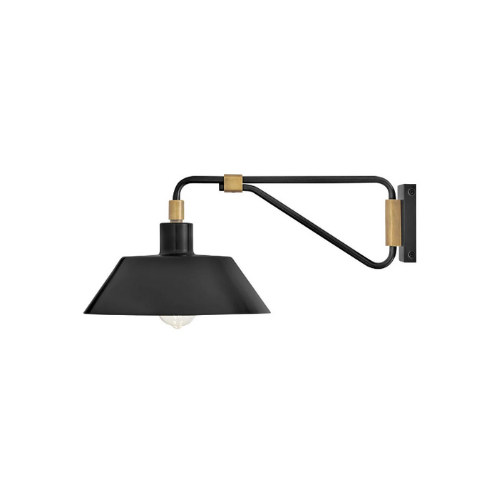Hinkley 28824 Brewster 1-lt 12" LED Outdoor Wall Mount Barn Light - Black Oxide with Heritage Brass accents