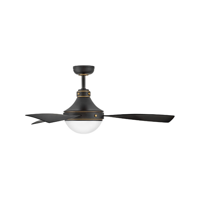 Hinkley 905950F Oliver 50" Ootdoor Ceiling Fan with LED Light Kit - Matte Black with Heritage Brass accents