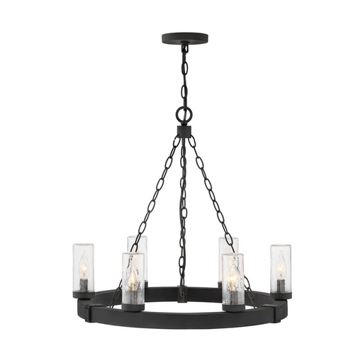 Hinkley 29206 Sawyer Medium 6-lt 24" LED Outdoor Single Tier Chandelier, 12V - Black