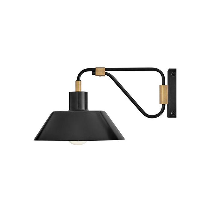 Hinkley 28820 Brewster 1-lt 10" LED Outdoor Wall Mount Barn Light - Black Oxide with Heritage Brass accents