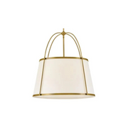 Hinkley 4895 Clarke 4-lt 25" LED Chandelier, Linen Shade -  Lacquered Dark Brass