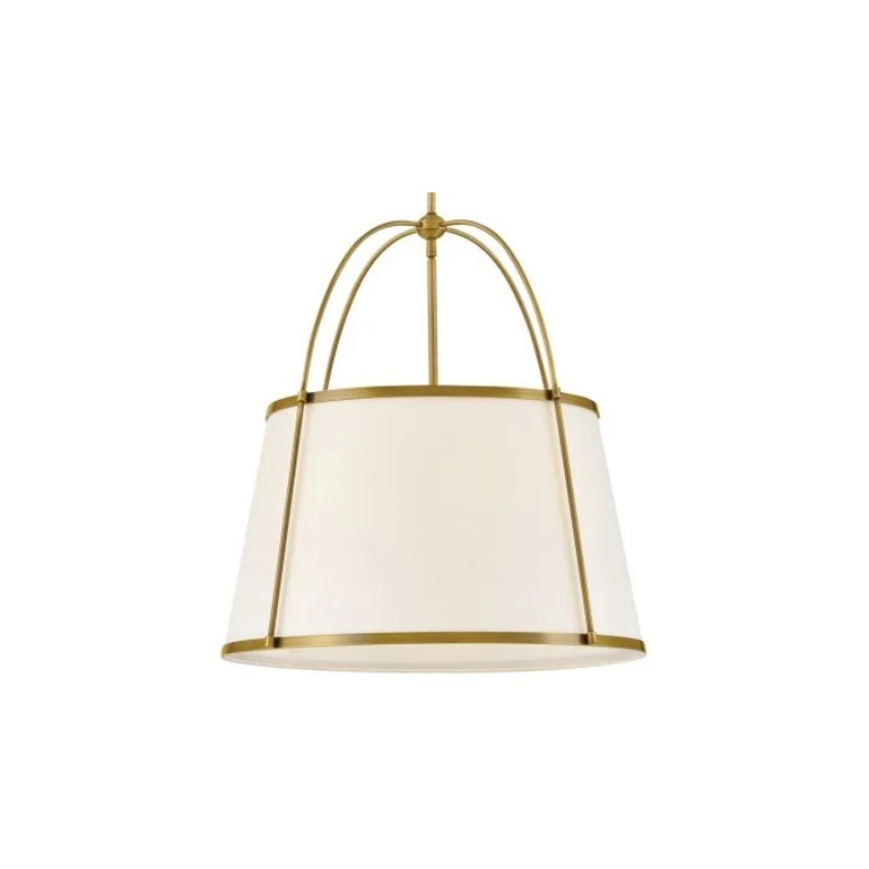 Hinkley 4895 Clarke 4-lt 25" LED Chandelier, Linen Shade -  Lacquered Dark Brass