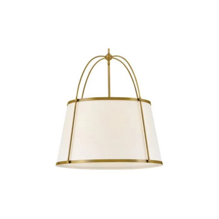 Hinkley 4895 Clarke 4-lt 25" LED Chandelier, Linen Shade -  Lacquered Dark Brass