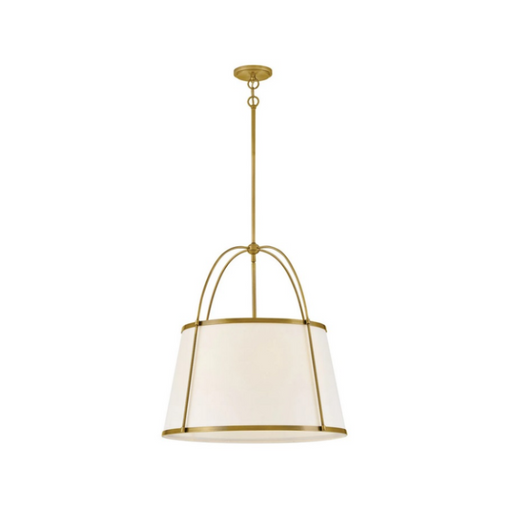 Hinkley 4895 Clarke 4-lt 25" LED Chandelier, Linen Shade -  Lacquered Dark Brass