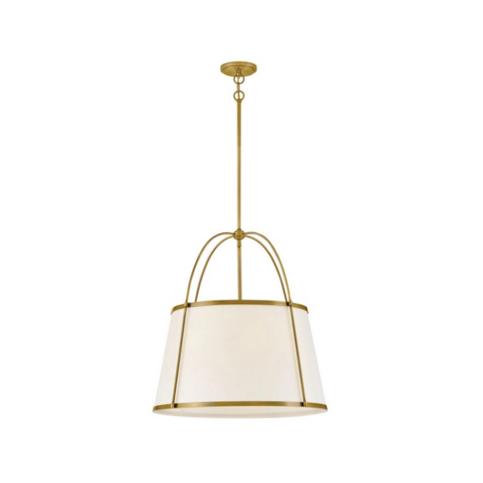 Hinkley 4895 Clarke 4-lt 25" LED Chandelier, Linen Shade -  Lacquered Dark Brass