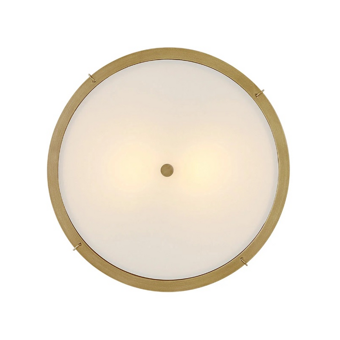 Hinkley 4893 Clarke 2-lt 15" LED Semi-Flush Mount, Linen Shade - Lacquered Dark Brass