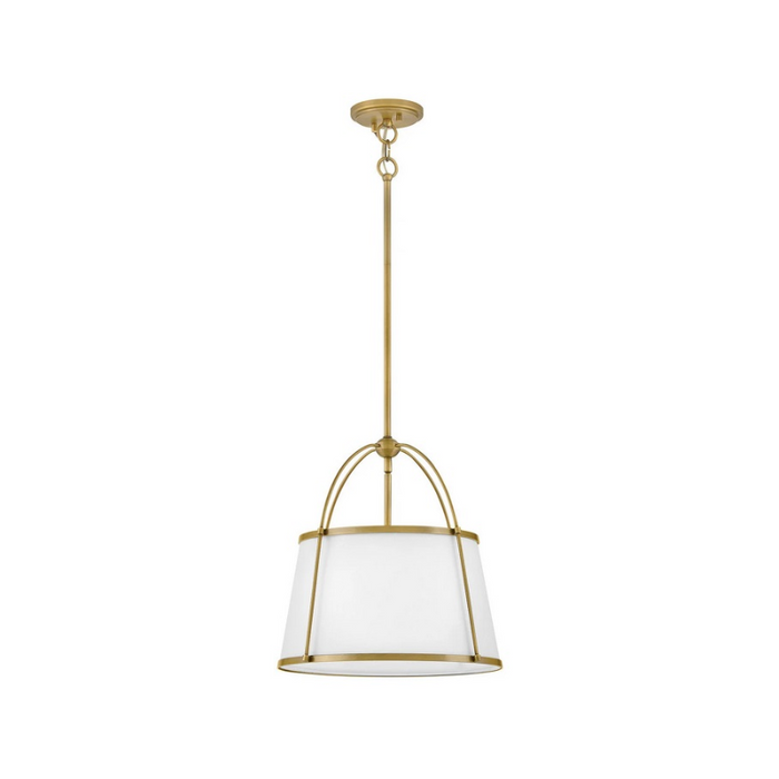 Hinkley 4894 Clarke 1-lt 16" LED Pendant, Linen Shade - Lacquered Dark Brass