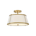 Hinkley 4893 Clarke 2-lt 15" LED Semi-Flush Mount, Linen Shade - Lacquered Dark Brass