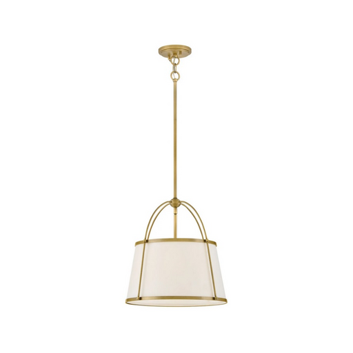 Hinkley 4894 Clarke 1-lt 16" LED Pendant, Linen Shade - Lacquered Dark Brass