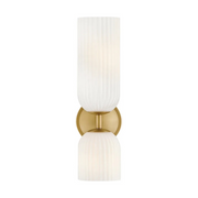 Hinkley 57472 Ava 2-lt 16" Tall LED Wall Sconce - Lacquered Brass/Cased Opal Ribbed Glass