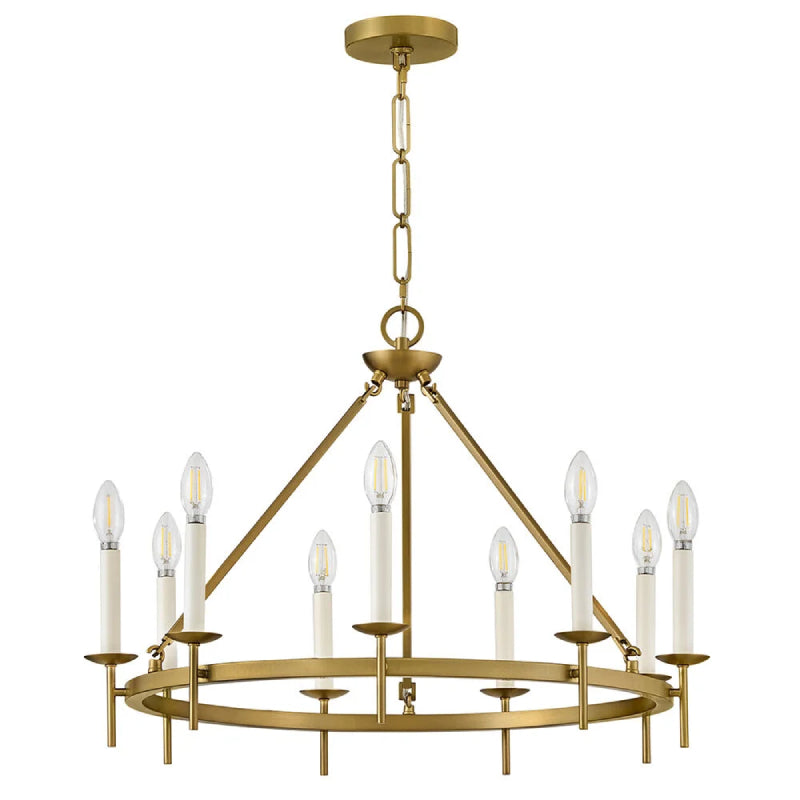 Hinkley 47475 Copley 9-lt 28" LED Chandelier - Lacquered Brass