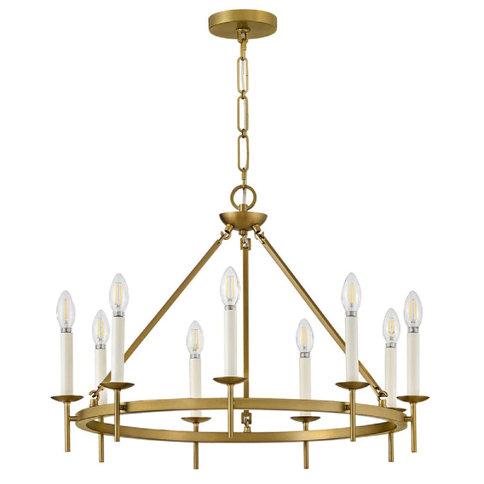 Hinkley 47475 Copley 9-lt 28" LED Chandelier - Lacquered Brass