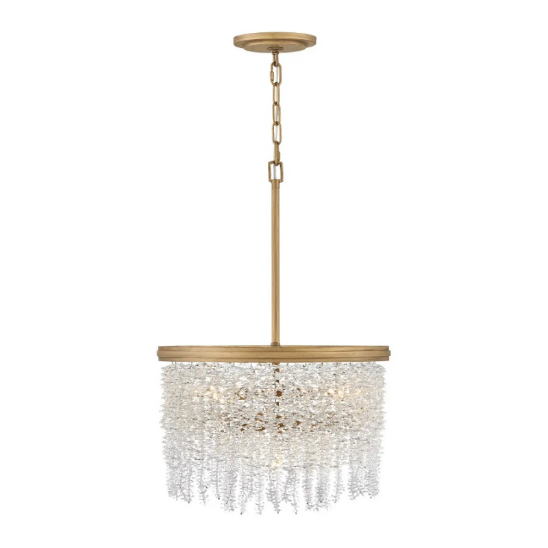 Fredrick Ramond FR41493 Rubina 4-lt 18" LED Pendant - Burnished Gold/Clear Crystal