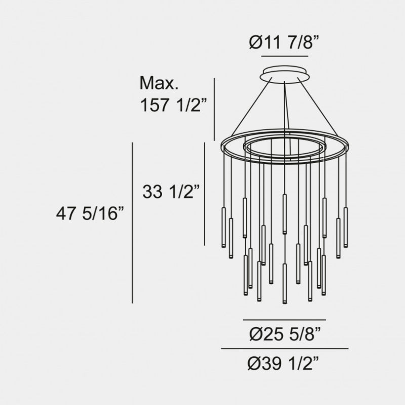 Bover Candle 18-lt 40" LED Chandelier