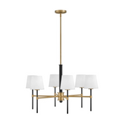 Hinkley 46954 Saunders 6-lt 30" LED Chandelier - Black with Lacquered Brass accents