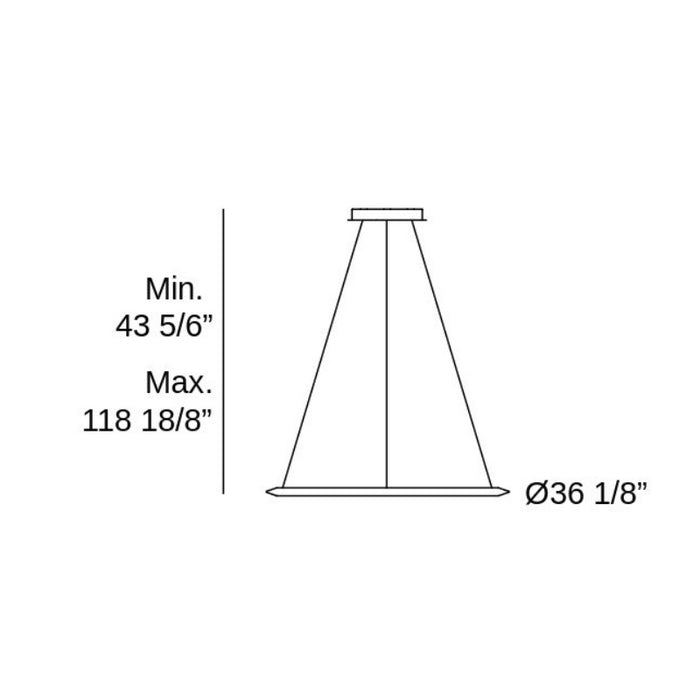 Bover Circular S/90/H 1-lt 36" LED Pendant, Inward Light