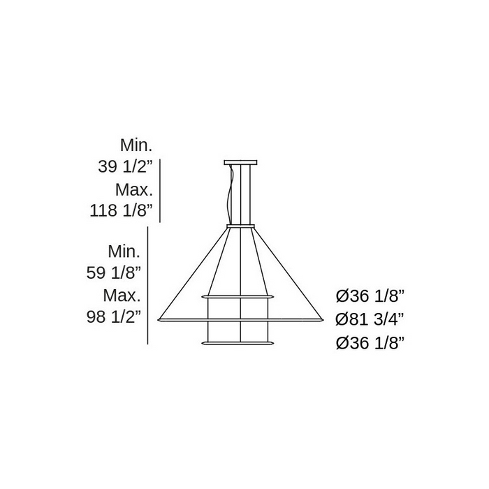Bover Circular S/3L/90/200/90 3-lt 82" LED Pendant, Outward Light