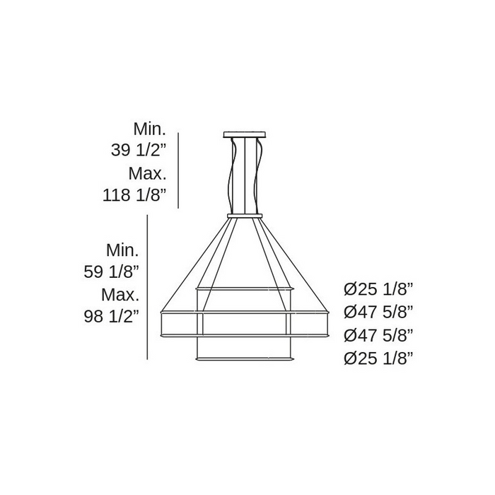 Bover Circular S/4L 4-lt 48" LED Pendant, Outward Light