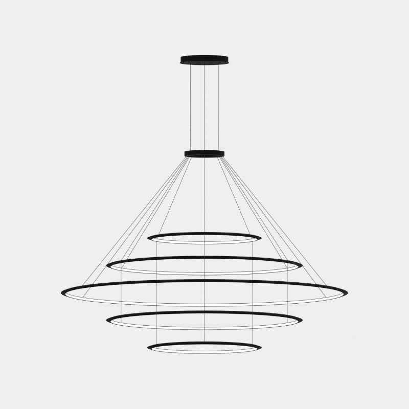 Bover Circular S/5L 5-lt 82" LED Pendant, Inward Light-Black