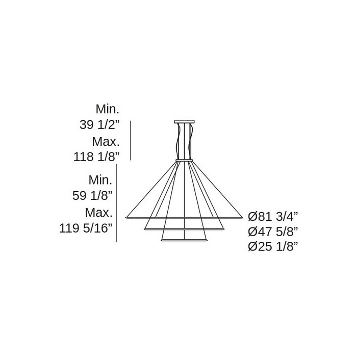 Bover Circular S/3L/200/120/60 3-lt 82" LED Pendant, Outward Light