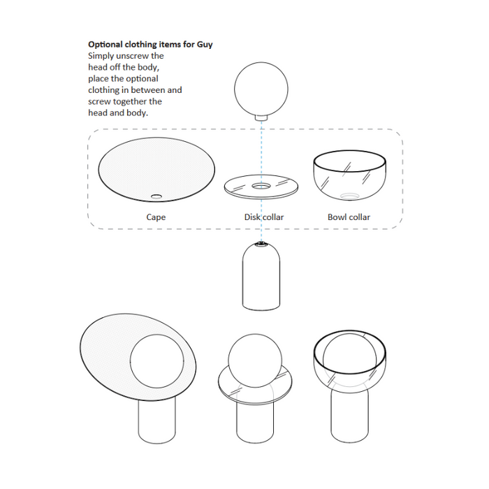 Koncept GUY Guy LED Lantern, Glass Disk Collar