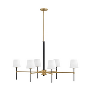 Hinkley 46955 Saunders 6-lt 45" LED Chandelier - Black with Lacquered Brass accents