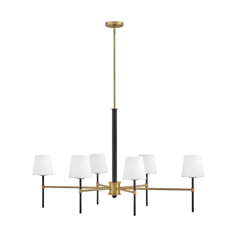 Hinkley 46955 Saunders 6-lt 45" LED Chandelier - Black with Lacquered Brass accents
