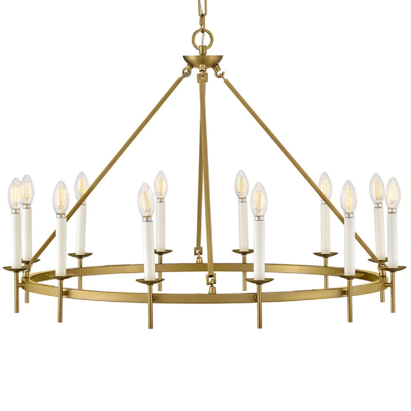 Hinkley 47476 Copley 12-lt 36" LED Chandelier - Lacquered Brass