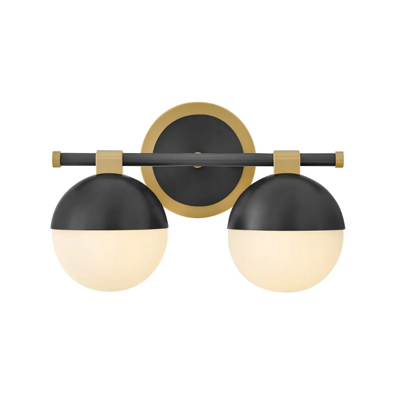 Hinkley 54562 Bowie 2-lt 14" LED Vanity - Lacquered Brass with Black accents