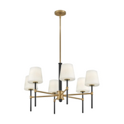 Hinkley 46954 Saunders 6-lt 30" LED Chandelier - Black with Lacquered Brass accents