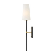 Hinkley 46951 Saunders 1-lt 30" Tall LED Wall Sconce - Black with Lacquered Brass accents