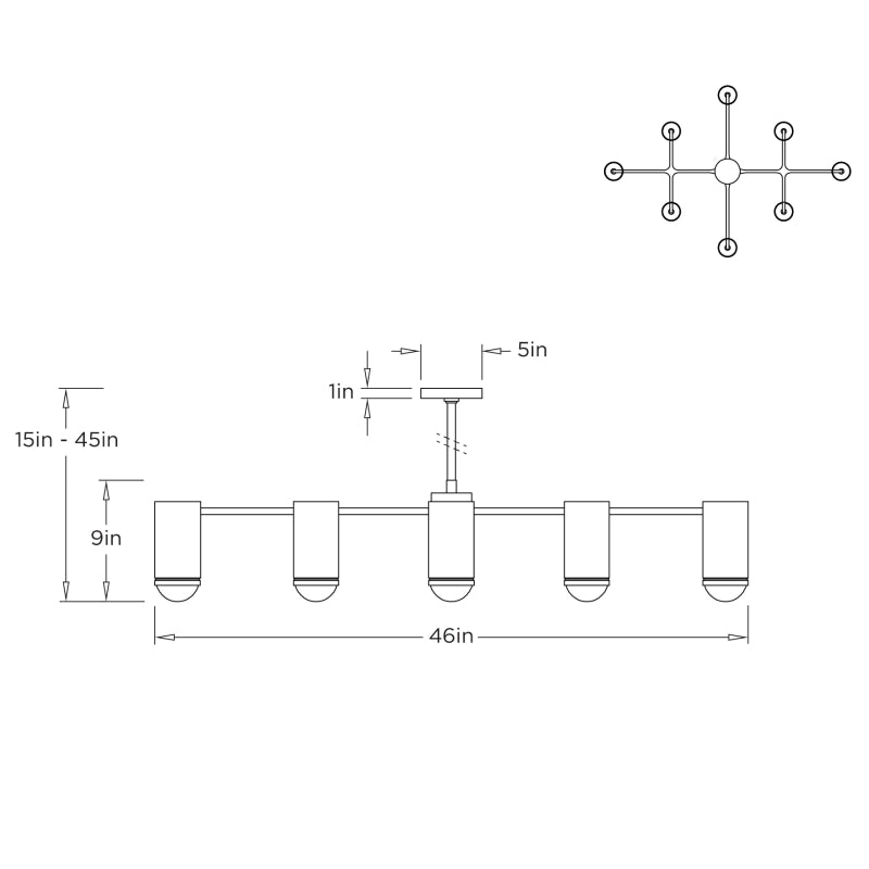 Arteriors DFC16 Loryn 8-lt 46" Semi Flush Mount