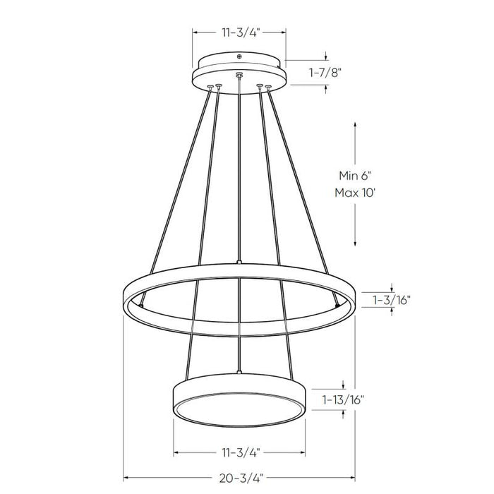 Dals CFPD20-CC Drop 20" LED Pendant, 5CCT Selectable