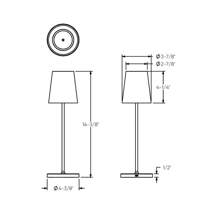 Dals RTL-3C Glam 14" Tall Outdoor Rechargeable Table Lamp