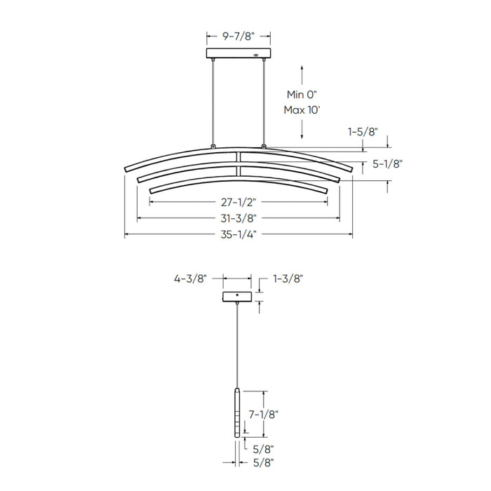Dals W3PD36-CC Sway 3-lt 36" LED Pendant