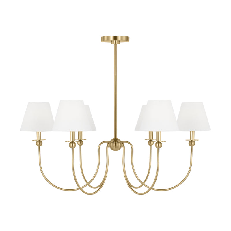 Visual Comfort DJC1246 Elsay 6-lt 36" Large Chandelier - Satin Brass