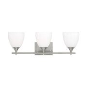 Visual Comfort DJV1023 Toffino 3-lt 26" Vanity Light - Brushed Steel/Milk Glass
